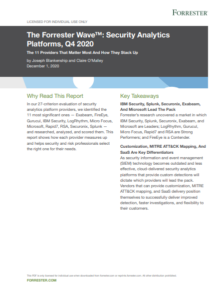 The Forrester Wave Security Analytics Platforms Q4 2020