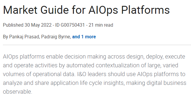 Gartner Market Guide for AIOps Platforms